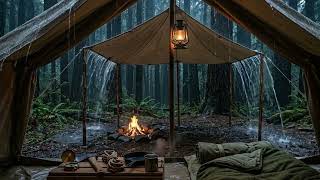 Stormy Night Bushcraft Rain Camping Tent vs  Wild Rain No Talking ASMR