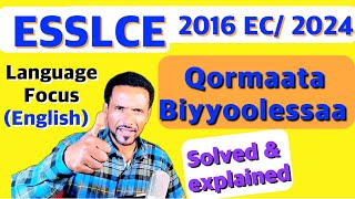 2016 EC ESSLCE English Exam Solved in Afan Oromo | Grammar & Language Focus Explained”