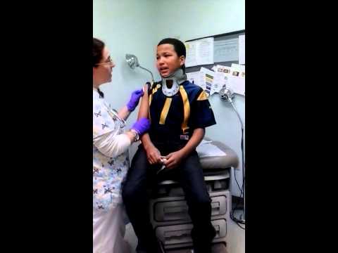 Jaray getting his shots.