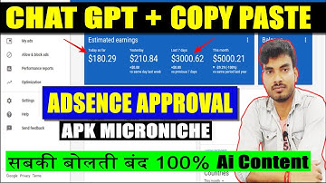 100% ADSENCE APPROVAL on COPY PASTE From CHAT GPT On MICRONICHE 🤑 LiVE PROOF 🔥 सबकी बोलती बंद