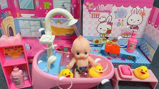7 Minutes Satisfying with Unboxing Cute Pink Baby Bathtub Playset, Real Working Water｜ASMR