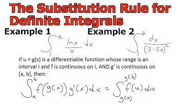 The Substitution Rule for Definite Integrals: Examples