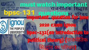 Day-2 chap-1 IMPORTANT QUESTIONS IGNOU BPSC-131(राजनीतिक सिद्धांत का परिचय)(2020)ANALYSIS(PDF file).