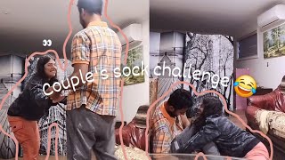 We tried the couple's sock challenge 😂LOL😂 (Don't miss the subtitles below!)