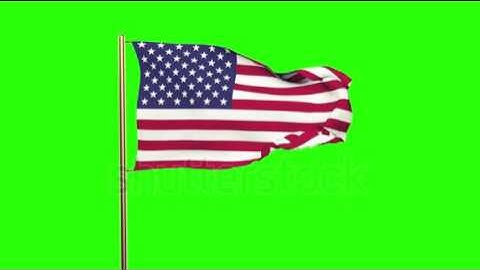 United states flag waving in the wind. Green screen, alpha matte. Loopable animation Stock video by