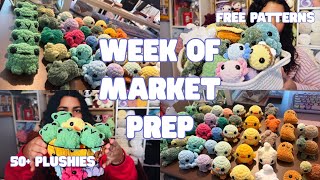 WEEK OF MARKET PREP 🧶🌟 50+ plushies | using free patterns
