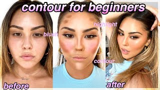 HOW TO: Natural Looking Contour in 3 Easy Steps!! aka contour, blush, highlight for beginners