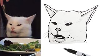 WHITE CAT MEME ~ How To Draw EASY