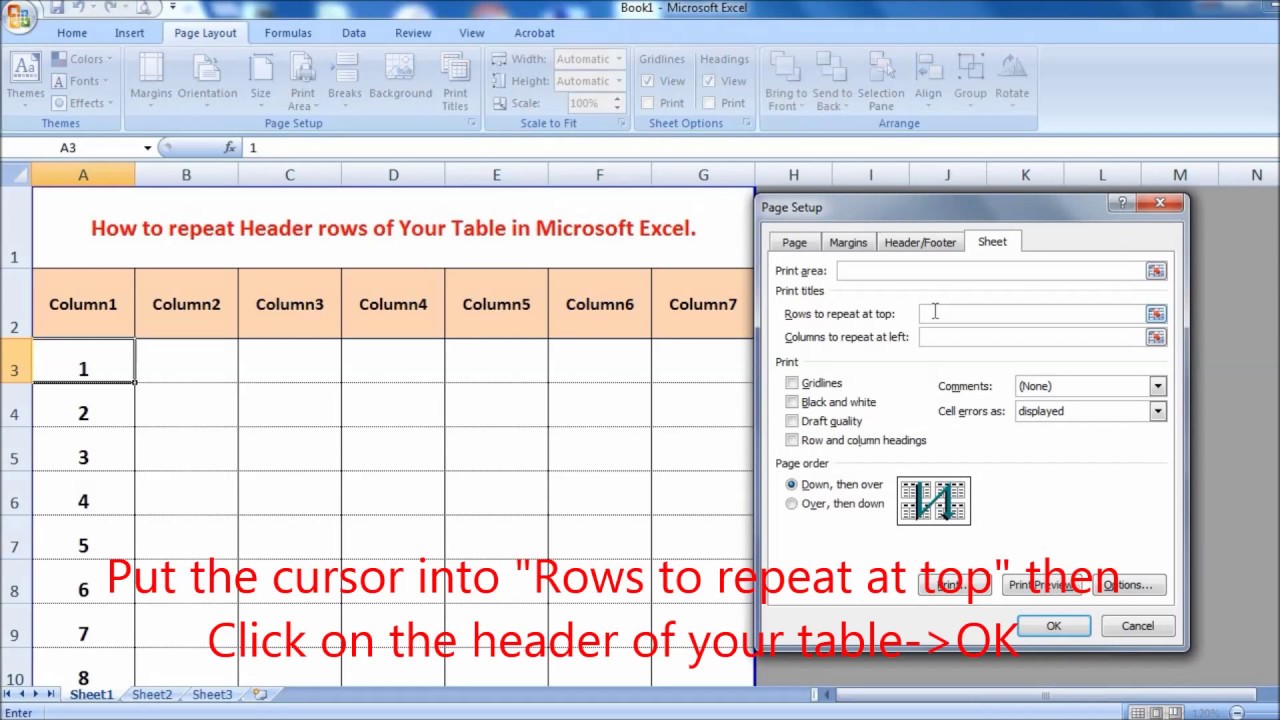 How to repeat Header rows of Your Table in Microsoft Excel