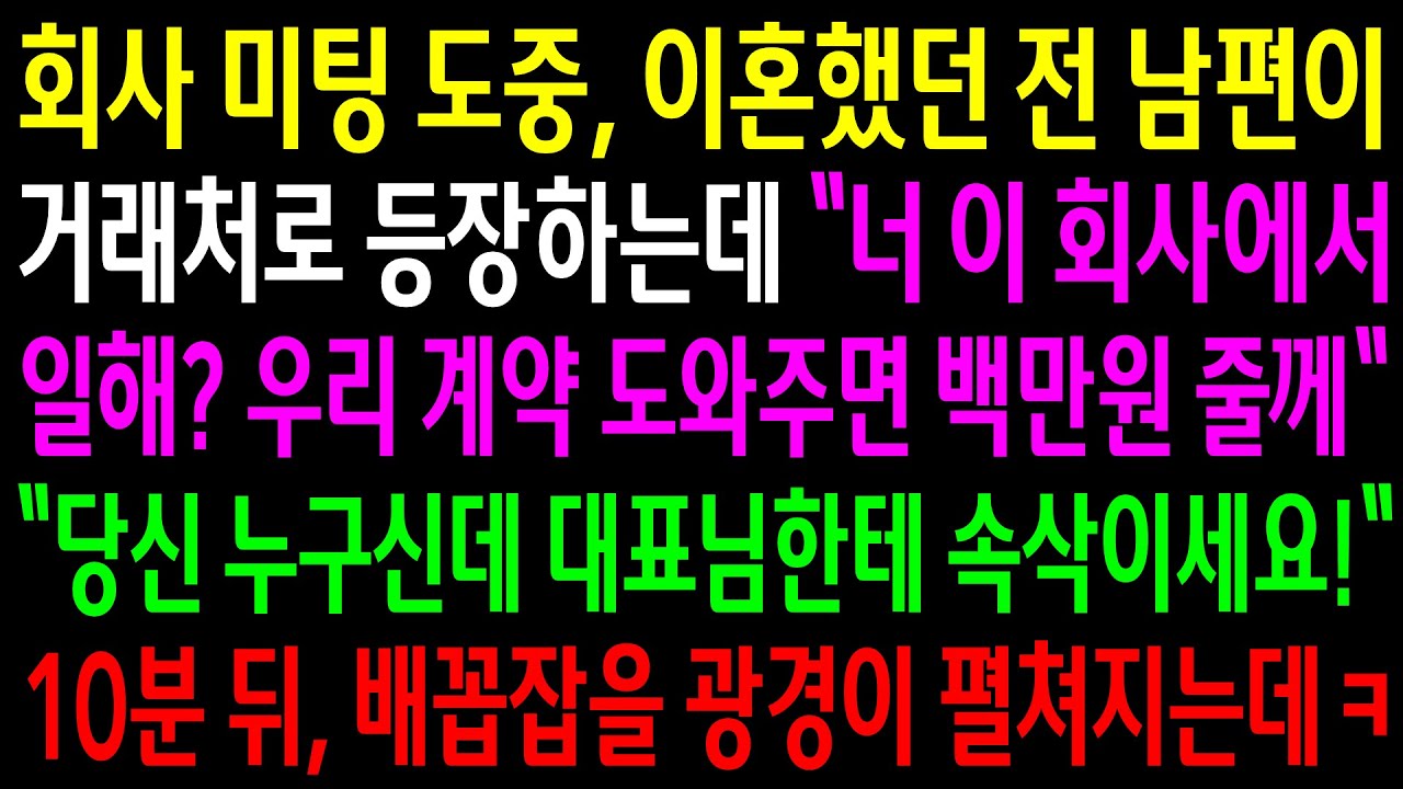 (반전사연)회사 미팅 도중, 이혼했던 전 남편이 거래처로 등장해 계약을 도와주면 백만원을 준다는데..10분 뒤 배꼽잡을 광경이 펼쳐지는데ㅋ[신청사연][사이다썰][사연라디오]