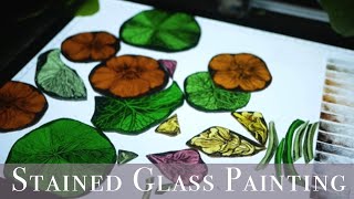 A rainy day painting in my tiny studio. Stained glass painting Nasturtiums. 영국시골/ 작은 작업실/ 비오는 날