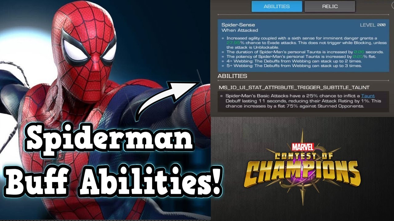 Spiderman Classic Buff Details! New Webbing Ability! | Marvel Contest of Champions
