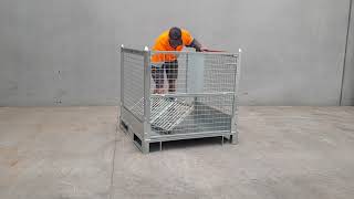 FM.1 - Folding Mesh Pallet Galvanised Finish Assemble