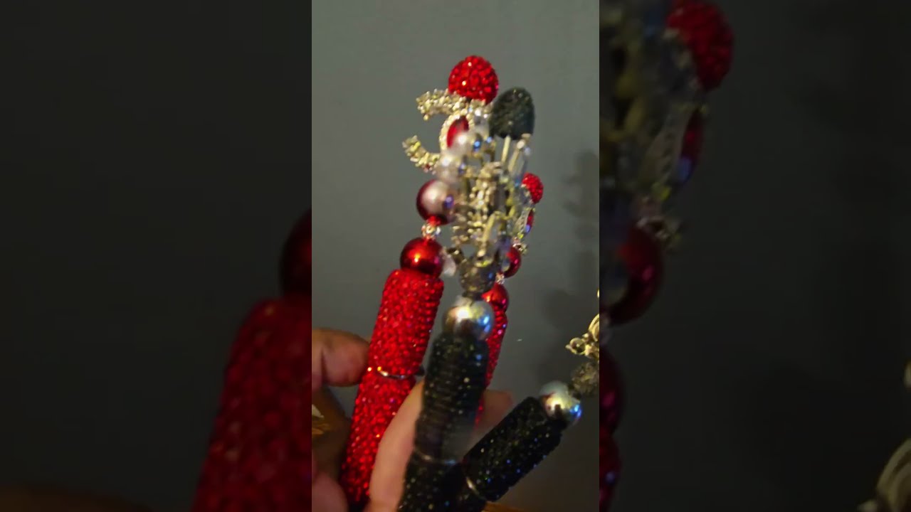  Red And Black Rhinestone Pens Beaded Custommade