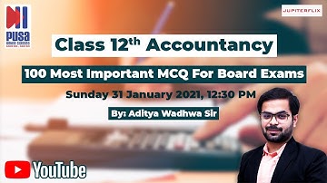 Class 12 Accounts | 100 Most Important MCQ for Board Exams - Part 1 | Aditya Wadhwa sir