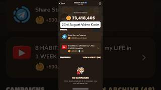 Memefi Video Code | 23rd August |  #trading #airdrop #memefi #memefiwithdrawal #memeficombo #memes