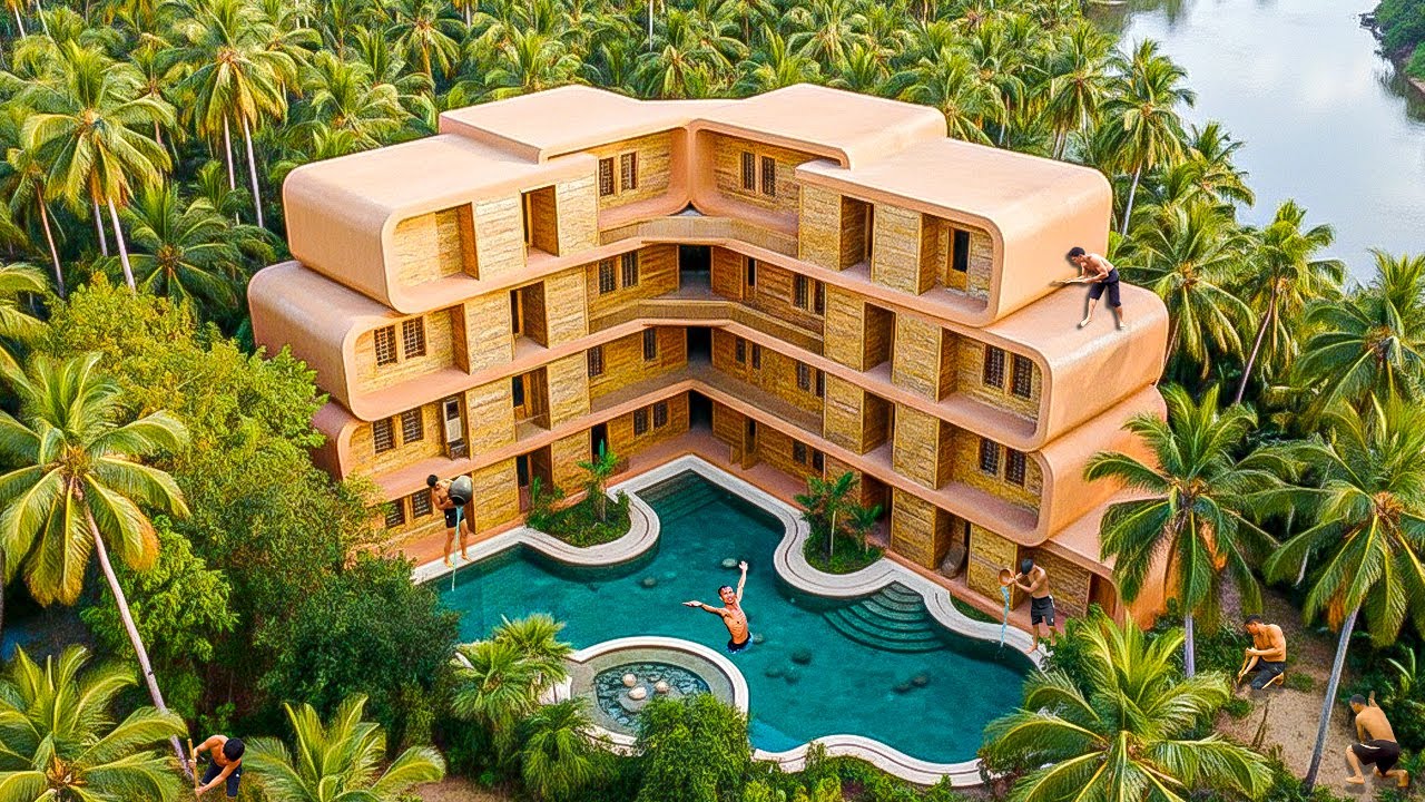 250 Days Building an Eco Modern Bamboo Retreat in the Heart of the Palm Forest Using Primitive Tools