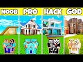 Minecraft Battle: Family New Extra Beauty House Build Challenge - Noob Vs Pro Vs Hacker Vs God