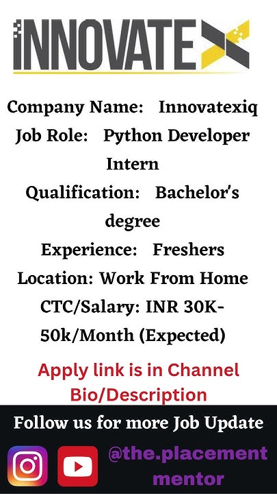 Python Developer | Internship opportunity | Jobs For Freshers - YouTube