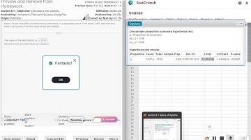 Hypothesis Testing (One Population) Test Statistic Using Statcrunch Example 1