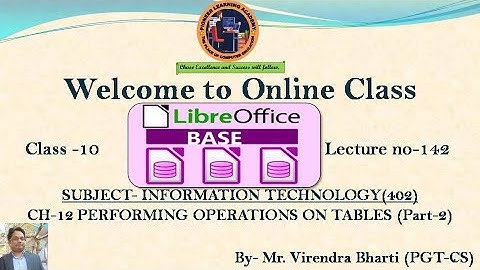 Ch 12 Performing Operations on Tables Part 2 Class  10 CBSE