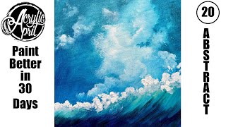 Acrylic April Day 20: Abstract Wave & Sky Landscape | Atmospheric Abstraction | Beginner Tutorial