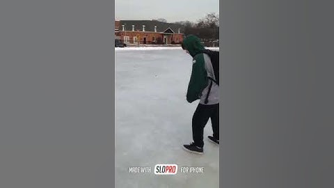 Breaking a chunk of ice in slow motion