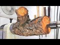 Woodturning Log to swinging goblet!! Most delicate 【職人技】木工旋盤を使用して風にそよぐグラス風