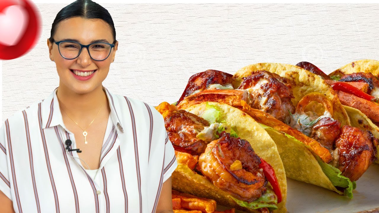 طبق جمبرى خطير شكل وطعم ,, احلى تاكو بالجمبري على طريقة الشيف لينا عزت