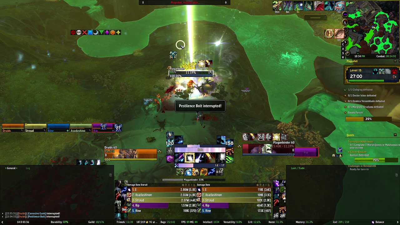 WoW Shadowlands - +15 Plaguefall Timed (+1) - Balance Druid PoV