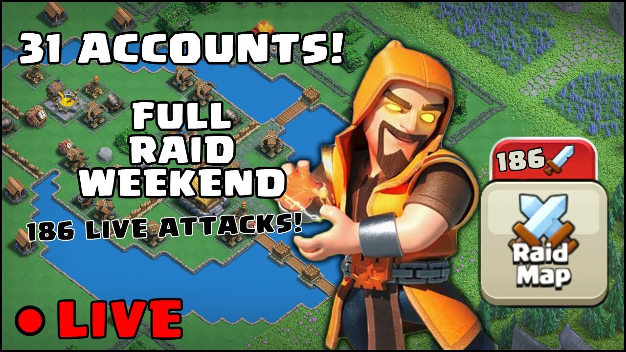 186 LIVE Capital Raid Attacks! Full Live Raid Weekend on 31 Accounts | Capital Hall Level 5