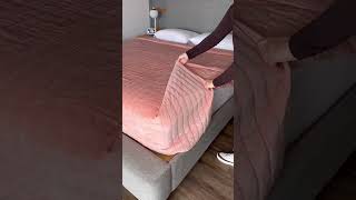 Hospital or Square corners?#bedmaking #bedsheets #bedroomhacks #bedroomtips #bedroomdecor #bed screenshot 5