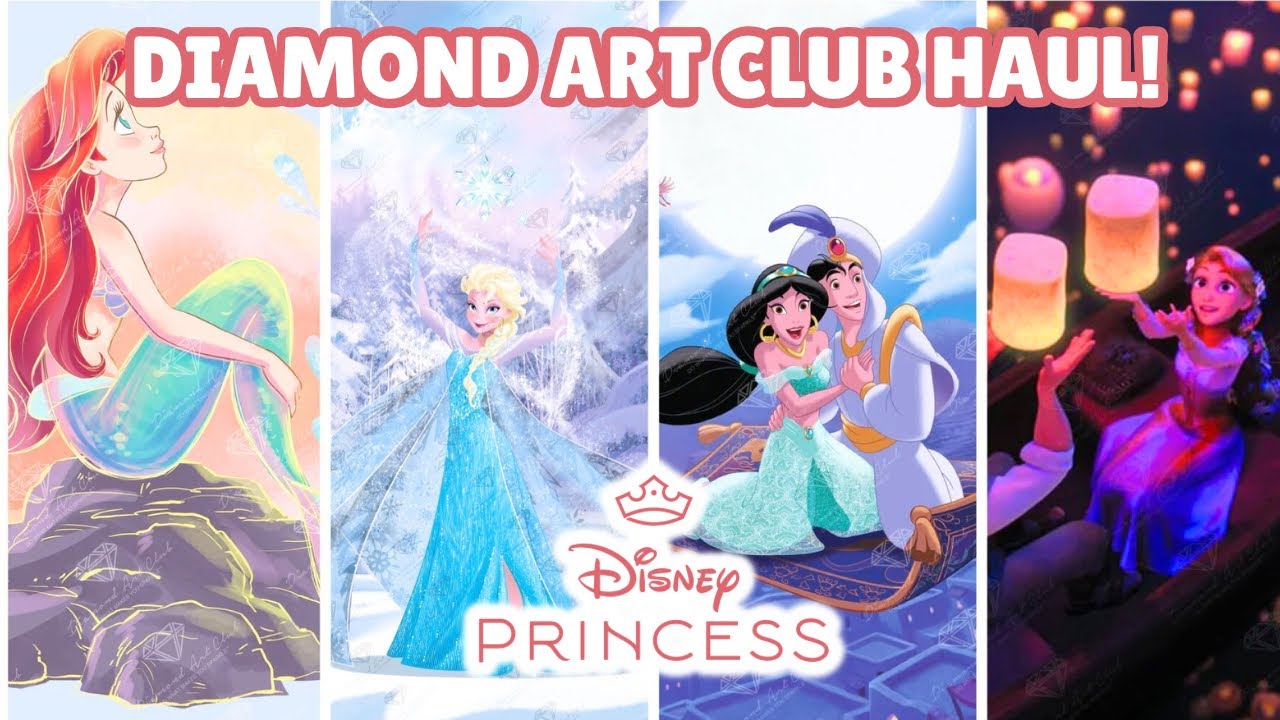 ディズニープリンセスシャドウver　ダイアモンドアートフルセット Diamond Art Club x Disney Princess HAUL! Unboxing Four Royal New