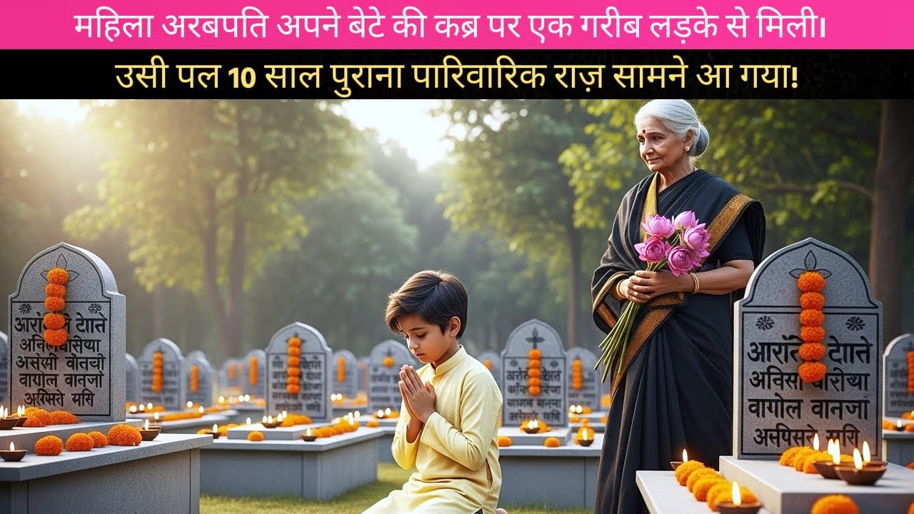 महिला अरबपति को बेटे की क़ब्र के पास एक गरीब लड़का मिला — 10 साल से दबा पारिवारिक राज़ उजागर हो गया।