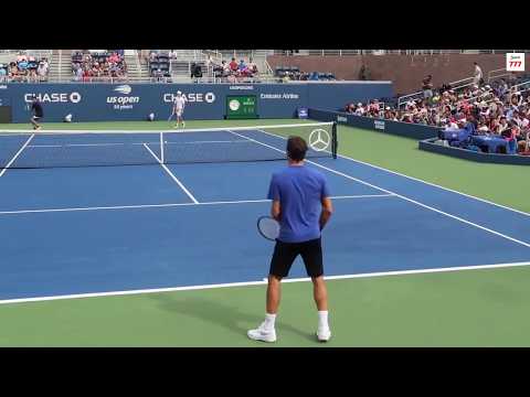 Roger Federer Practice US Open 2018 Court Level View