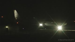 Qatar Amiri Flight Boeing 747-8i taxi and takeoff in darkness
