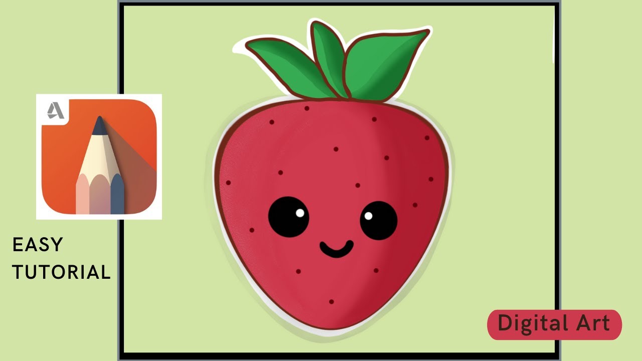 How To Draw Cute Kawaii Strawberry / Easy Autodesk Sketchbook Tutorial  (Beginners) / Digital-Art - Youtube