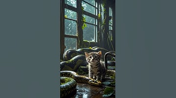 a cat and a python in an abandoned house! #short #shorts #cats #python #house #kitten