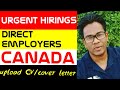 URGENT HIRING FROM DIRECT EMPLOYERS TO CANADA-upload your resume and cover letter today.