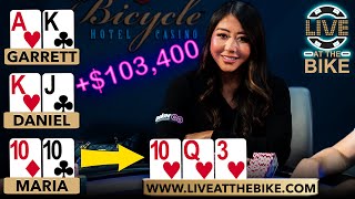 Maria Ho HIGHLIGHTS from $103,400 Win in Million Dollar Cash Game 5.0 ♠ Live at the Bike!