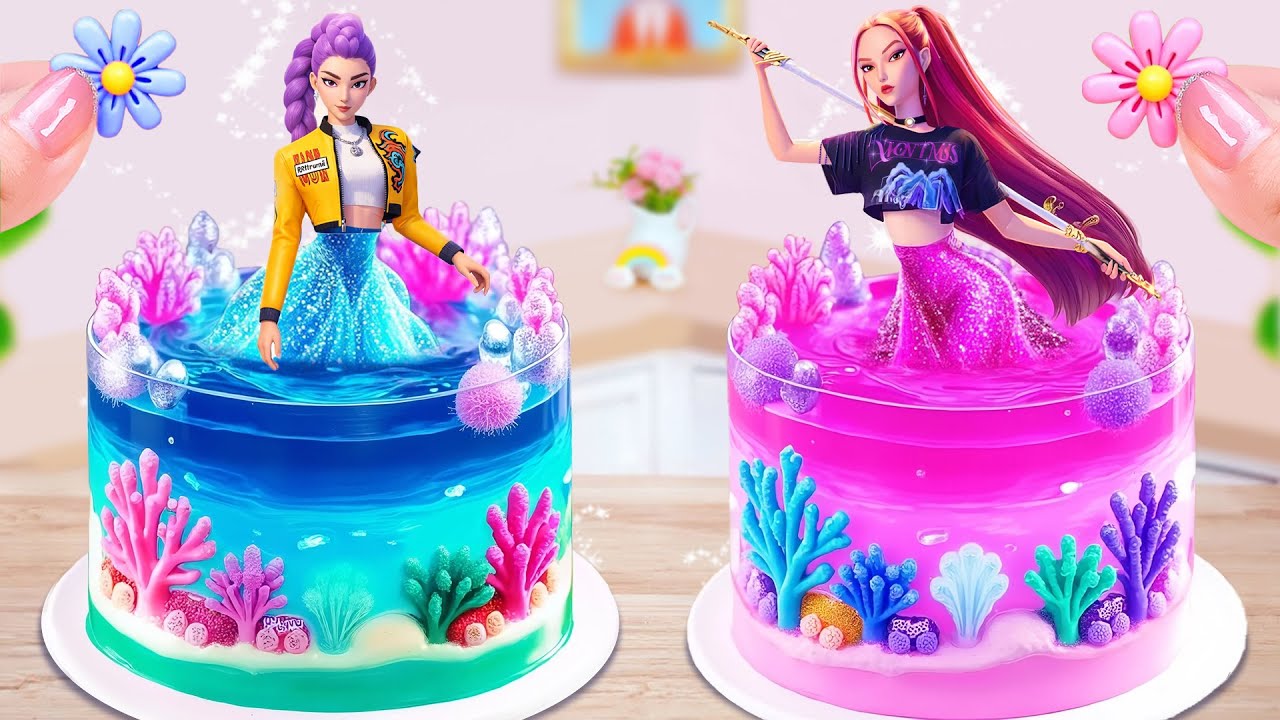 Adorable Rumi & Mira Ocean Jelly Cake 💗 The Best Miniature Jelly Cake Decorating 🍭Yummy Little Cakes