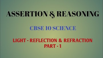 Light Reflection and Refraction - Part 1 Assertion and Reasoning Question / CBSE Class 10 Physics