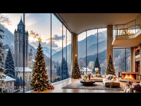Peaceful Jazz In A Luxury Living Room On A Snowy Day Jazz Instruments A Serene Christmas Vibes