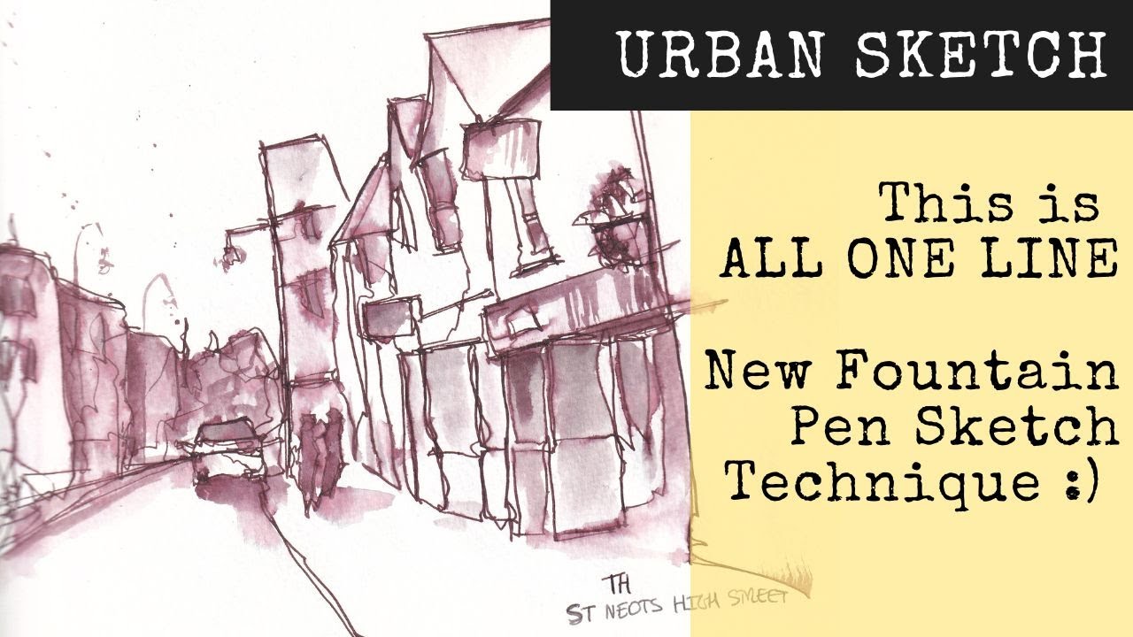 Try This NEW Fountain Pen Technique in your URBAN SKETCHING - Simple ...