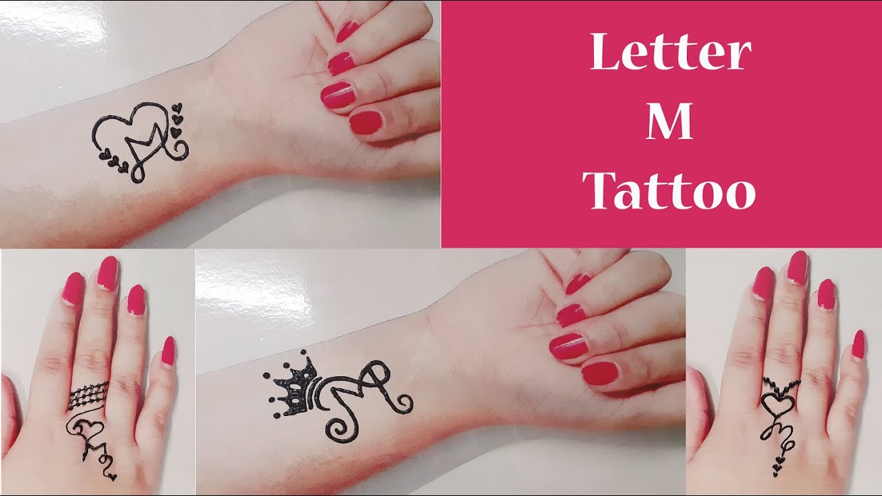 Make Beautiful M letter Tattoo by black marker - YouTube