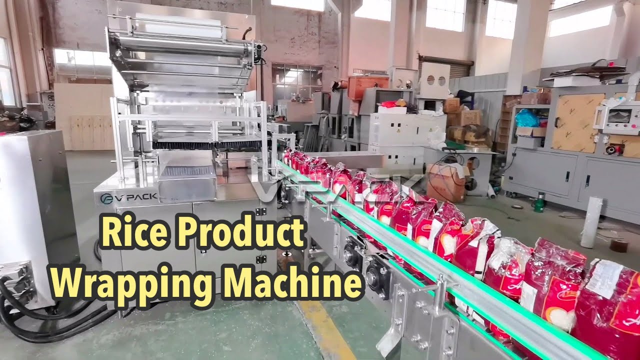 Automatic Rice bag shrink wrapping machine,stainless steel wrapping ...