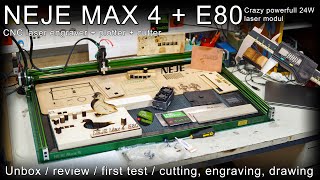 NEJE Max 4 CNC Engraver / cutter / plotter + E80 laser modul + drawing pen [unbox/review/first test]