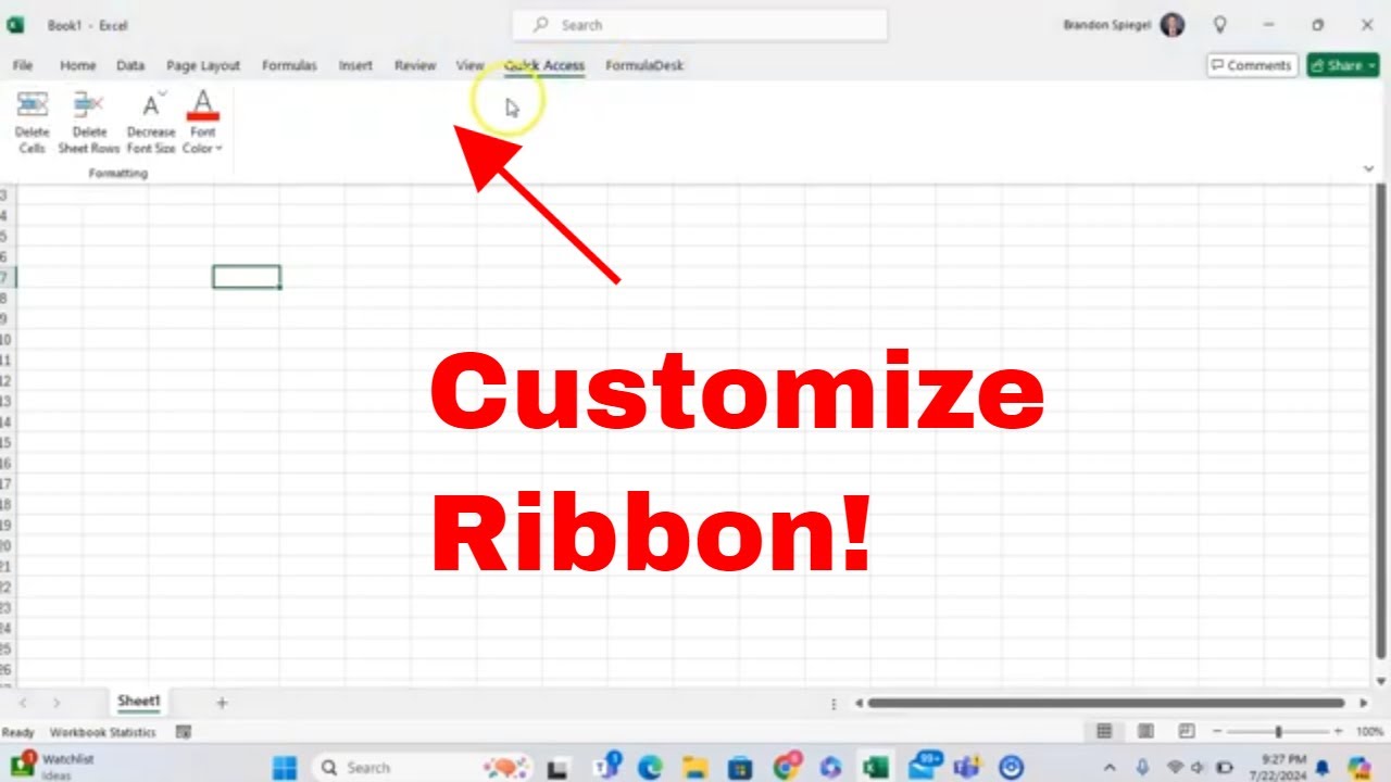 How to Customize Your Meny/Ribbon in Microsoft Excel With Ease! Make ...