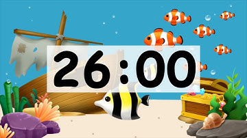 26 Minute Countdown Timer Alarm Clock With Music, Timer for Kids Animal Fish