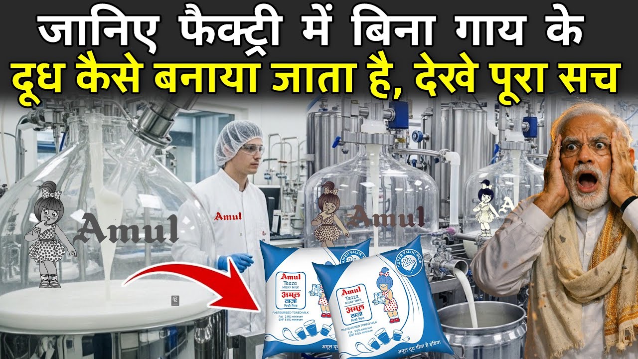 जानिए फैक्ट्री में बिना गाय के दूध कैसे बनाया जाता है | Milk Without Cow | Factory Milk Production